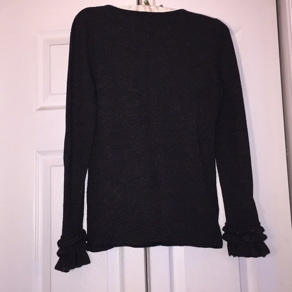 Gray Merlino wool sweater w/accent cuff sleeve - Picture 6 of 9